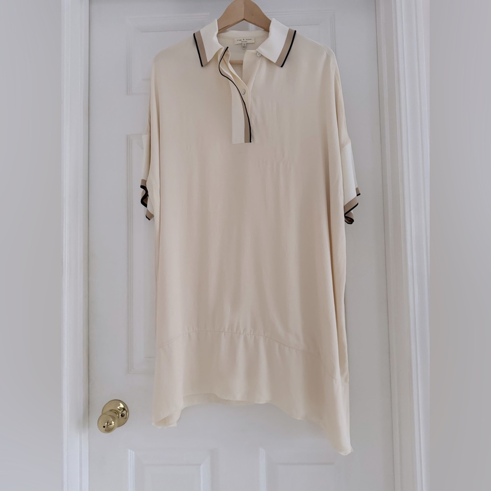 RAG & BONE Creme color Silk Tunic Polo Dress - size Small